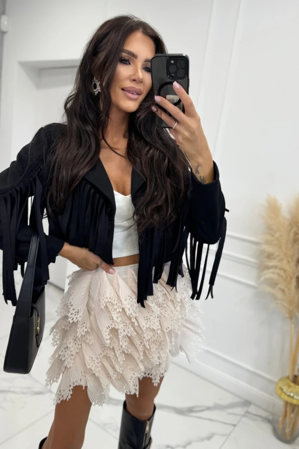 Kurtka zamszowa z frędzlami FRANJA czarna 19,02