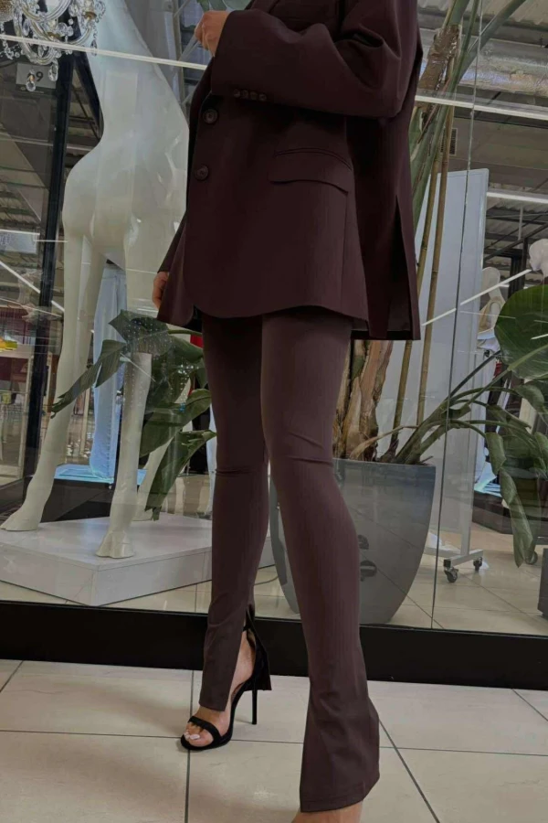 Legginsy na gumce z rozcięciem ARMAS czekoladowe 69