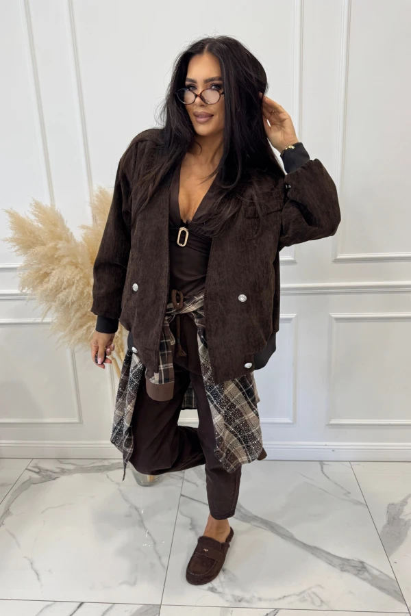 Kurtka bomberka welurowa ze srebrnymi guzikami Nadia 52