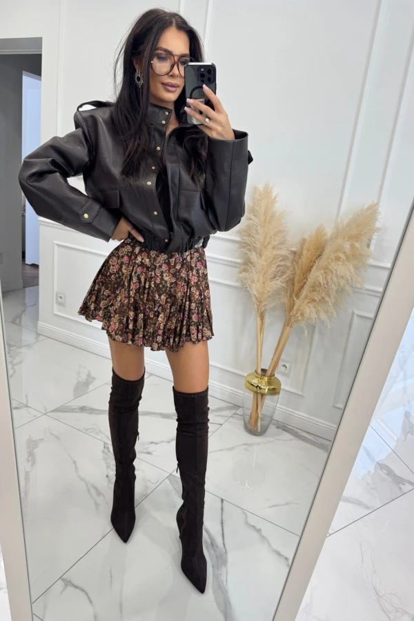 Czekoladowa kurtka bomber skórzana premium MILENA 25