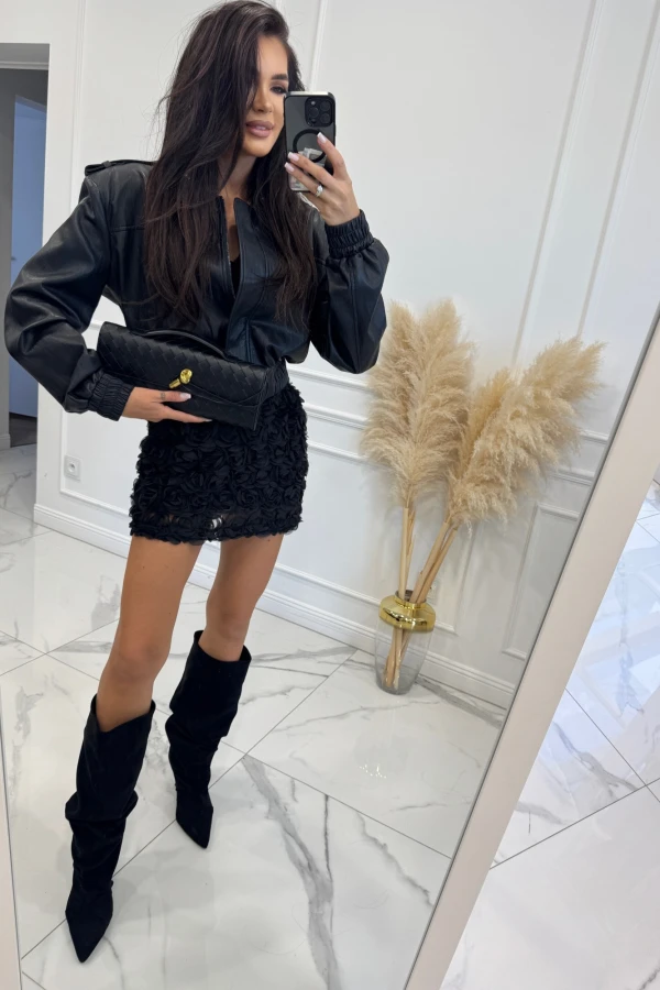 Czarna kurtka skórzana bomberka OLD 38