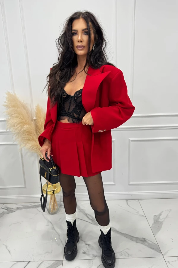 Czerwone spódnico spodenki z plisowaniem Meggi 161