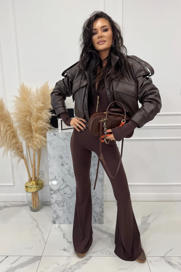 Kurtka bomberka eko-skóra LINSEY czekoladowa 131