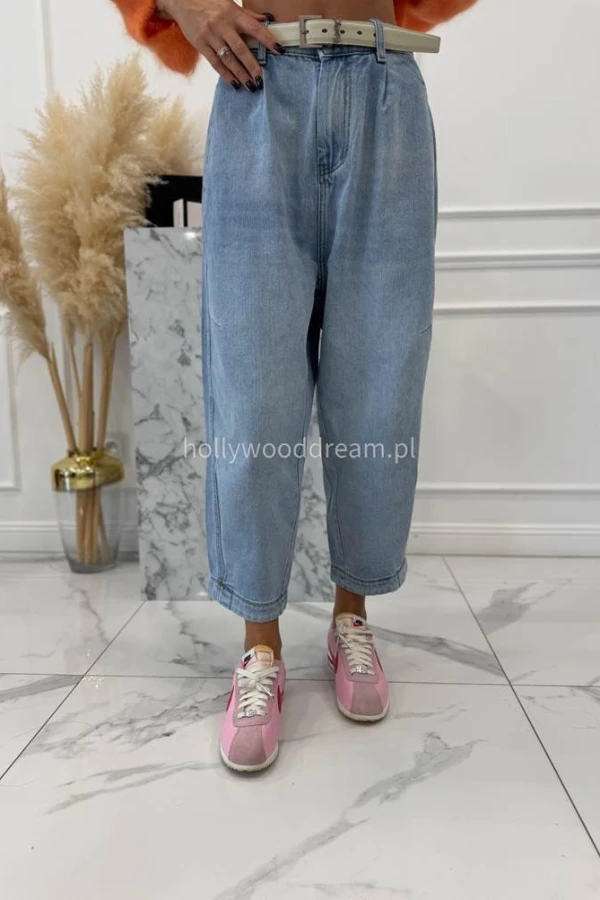 Jasno niebieskie spodnie loose fit z obniżonym krokiem Luk 52