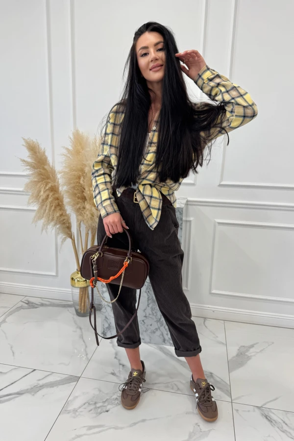 Żółto-beżowa koszula w kratę JENNY 52