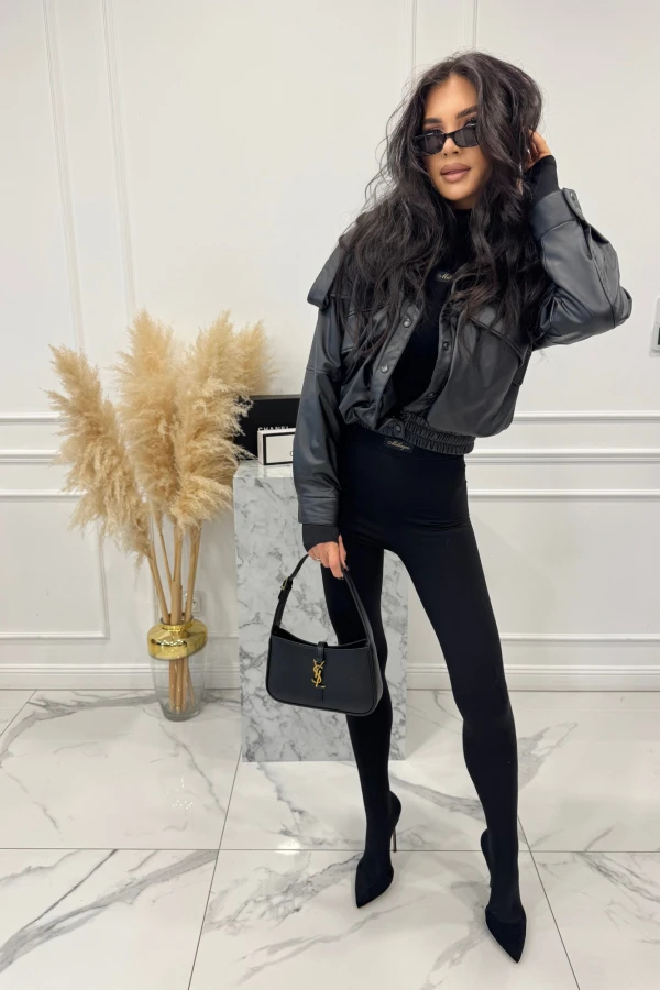 Kurtka bomberka eko-skóra LINSEY czarna 131