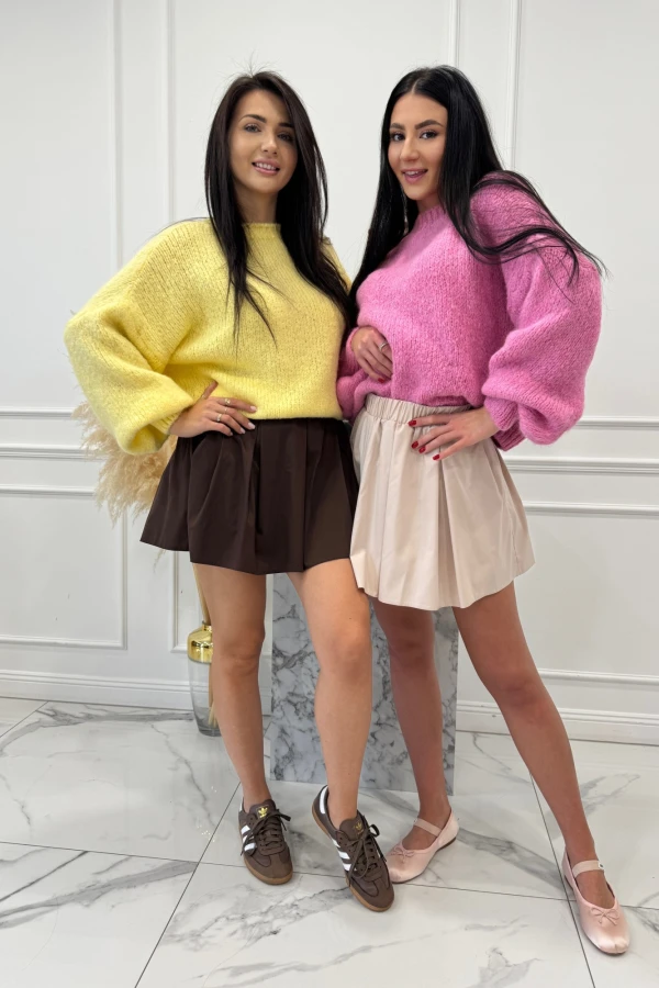 Czekoladowe spódniczko - spodenki plisowane 100% wiskozy Lavonia 44