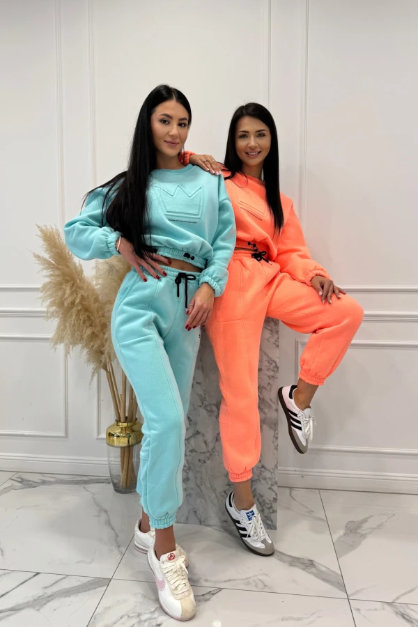 Błękitny komplet dresowy bluza + spodnie z naszywką korony Werisa 130