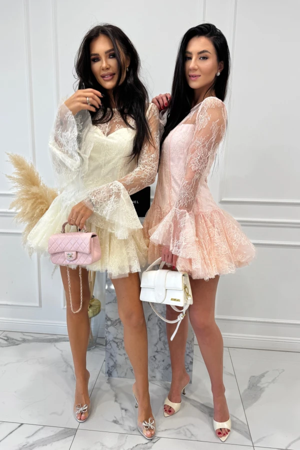 Kremowa sukienka mini koronkowa TAYLOR 24