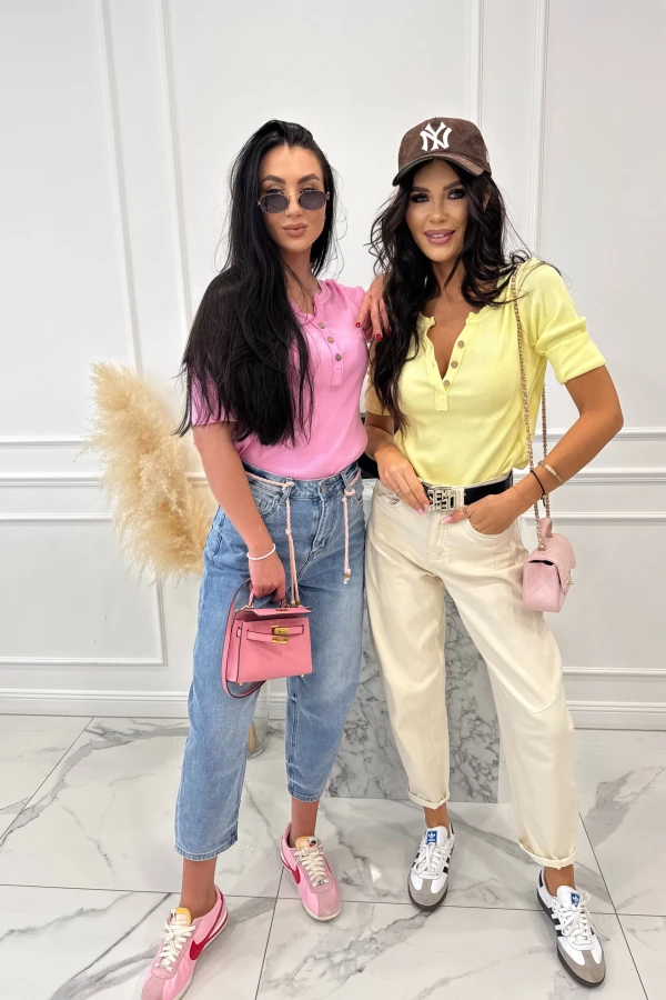 Żółta bluzka prążkowana z guziczkami 95% bawełna FREZJA 24